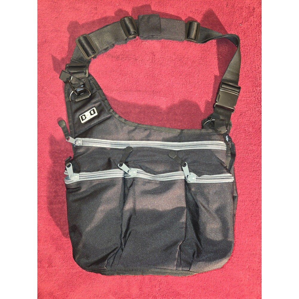 Diaper Dude Original Black Messenger Diaper Bag 4 Dads Crossbody w/ Changing Pad